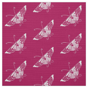 Stylized Deco Butterfly, Magenta Fabric