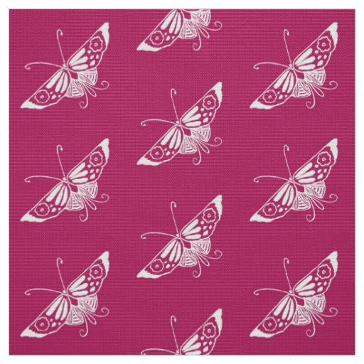 Stylized Deco Butterfly, Magenta Fabric