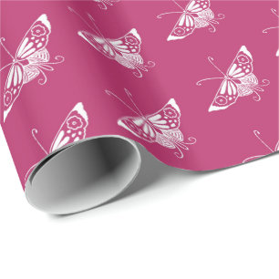 Stylized Deco butterfly - magenta Wrapping Paper
