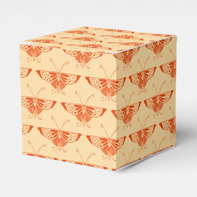 Stylized Deco butterfly  - mandarin orange Favor Boxes (Front Side)