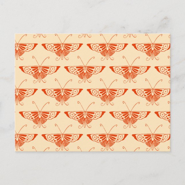 Stylized Deco butterfly  - mandarin orange Postcard (Front)