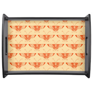 Stylized Deco butterfly - mandarin orange Serving Tray