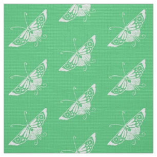 Stylized Deco Butterfly, Mint Green Fabric