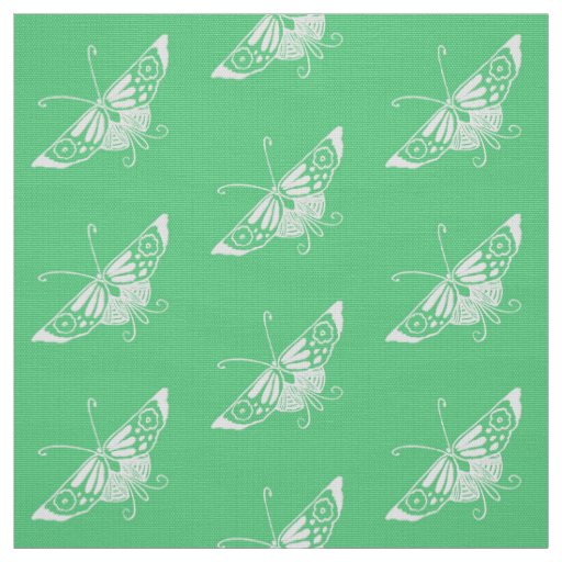 Stylized Deco Butterfly, Mint Green Fabric
