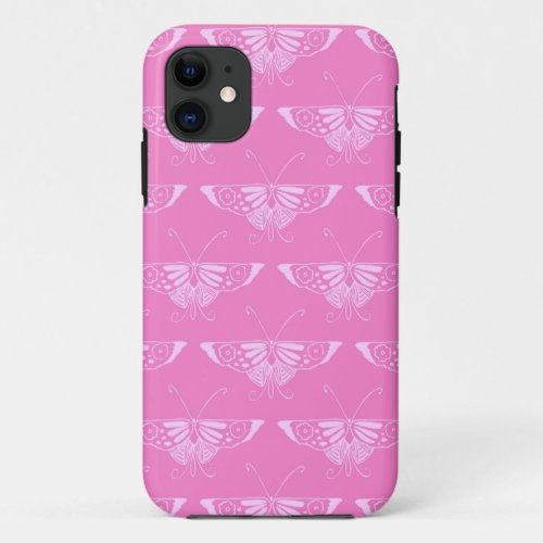 Stylized Deco butterfly  _ orchid pink iPhone 11 Case