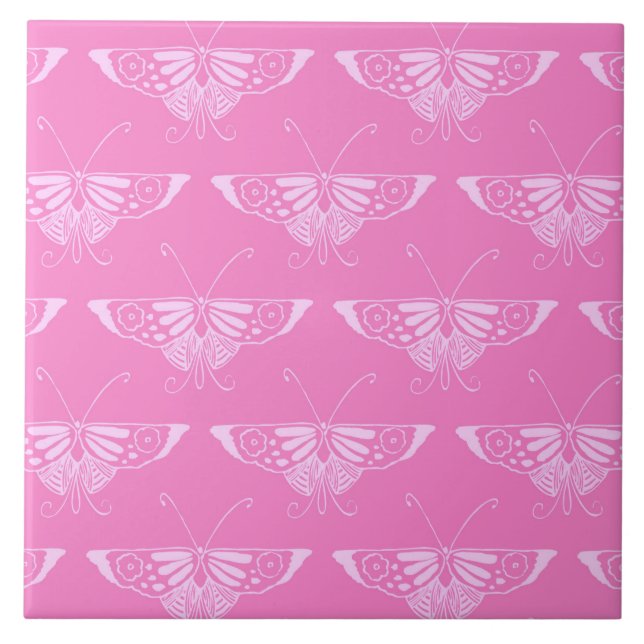Stylized Deco butterfly  - orchid pink Tile (Front)