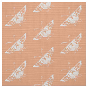 Stylized Deco Butterfly, Pastel Peach Fabric