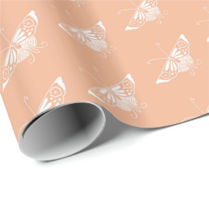 Stylized Deco butterfly - peach Wrapping Paper