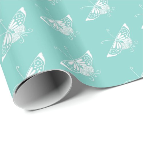 Stylized Deco butterfly  _ robins egg blue Wrapping Paper