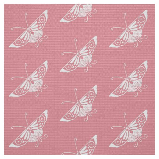Stylized Deco Butterfly, Shell Pink Fabric
