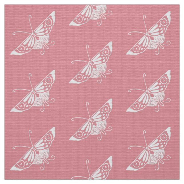 Stylized Deco Butterfly, Shell Pink Fabric (Swatch)