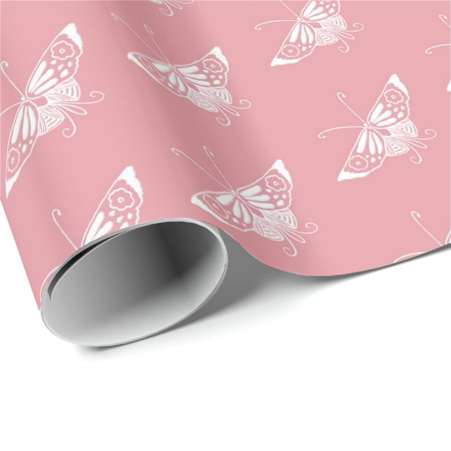 Stylized Deco butterfly  - shell pink Wrapping Paper (Roll Corner)
