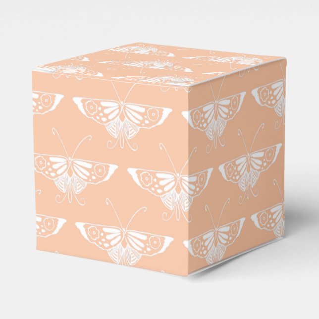 Stylized Deco butterfly  - soft peach Favor Boxes (Front Side)