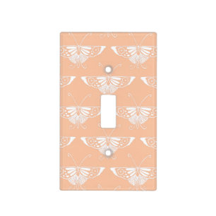 Stylized Deco butterfly - soft peach Light Switch Cover