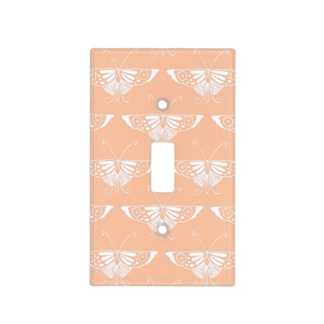 Stylized Deco butterfly  - soft peach Light Switch Cover (Front)