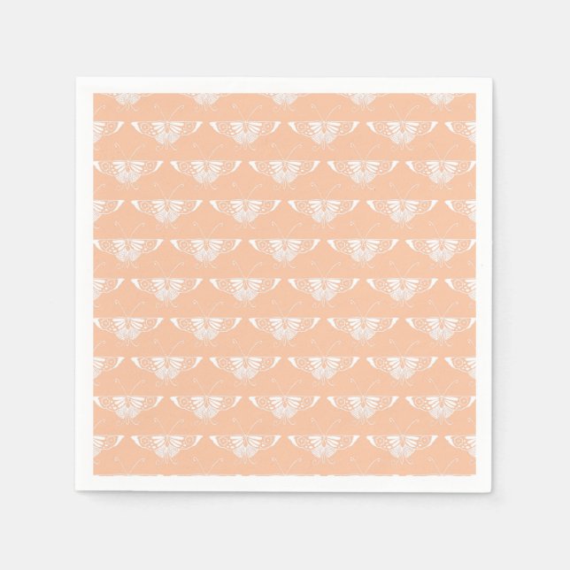 Stylized Deco butterfly  - soft peach Napkins (Front)