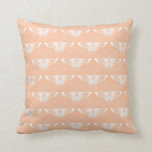 Stylized Deco butterfly - soft peach Throw Pillow