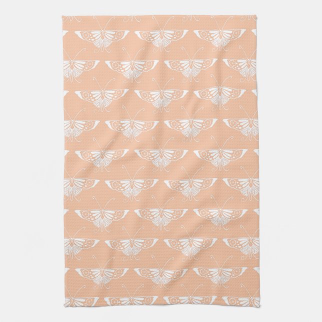 Stylized Deco butterfly  - soft peach Towel (Vertical)
