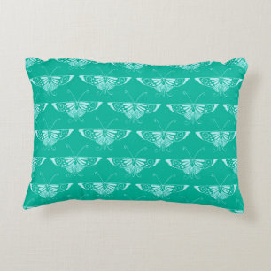 Stylized Deco butterfly - turquoise and aqua Accent Pillow
