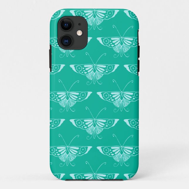 Stylized Deco butterfly  - turquoise and aqua Case-Mate iPhone Case (Back)