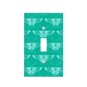 Stylized Deco butterfly - turquoise and aqua Light Switch Cover