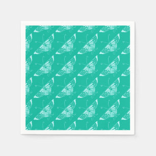 Stylized Deco butterfly  - turquoise and aqua Napkins