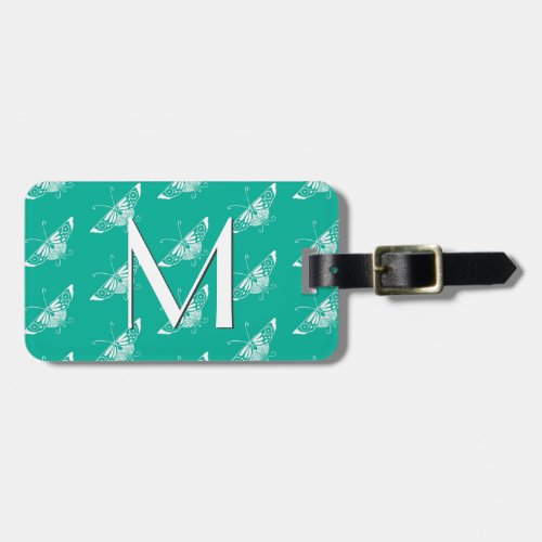 Stylized Deco butterfly  _ turquoise Luggage Tag