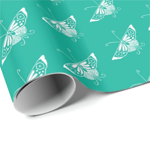 Stylized Deco butterfly  _ turquoise Wrapping Paper