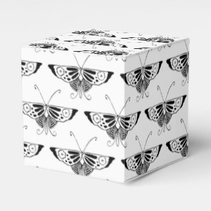 Stylized Deco butterfly  - white and black Favor Boxes