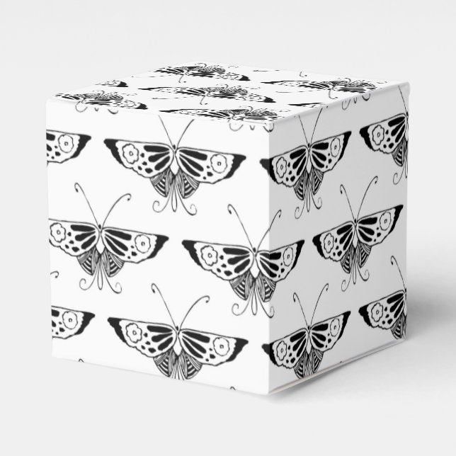 Stylized Deco butterfly  - white and black Favor Boxes (Front Side)