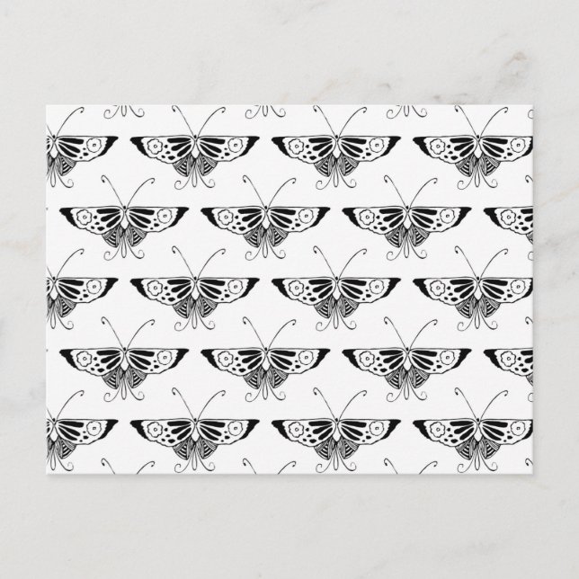Stylized Deco butterfly  - white and black Postcard (Front)