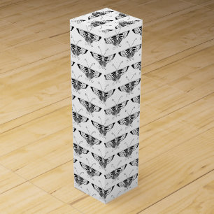Stylized Deco butterfly - white and black Wine Box