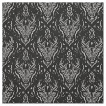 Stylized Deer Head Fabric