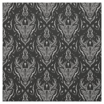 Stylized Deer Head Fabric by uniqueprints at Zazzle