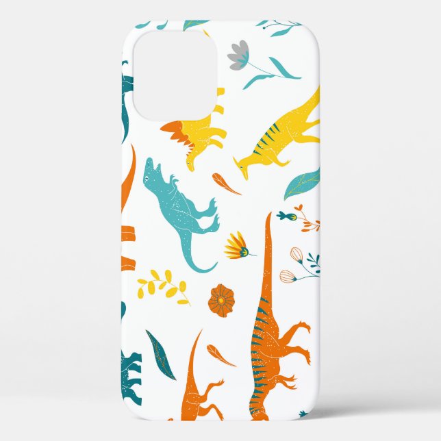 Stylized dinosaurs, floral elements, cute. Case-Mate iPhone case (Back)