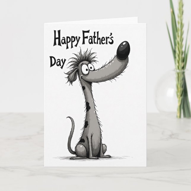 Stylized Dog Sweet Fathers Day Card (Front)