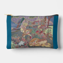 Stylized Dogs Playing in Garden