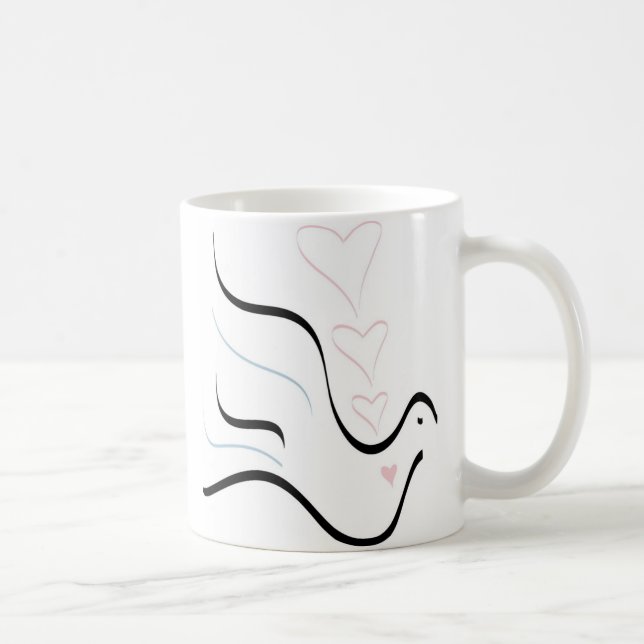 Stylized Dove in Pastel Colors Coffee Mug (Right)