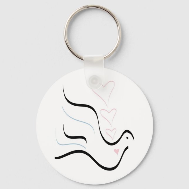 Stylized Dove in Pastel Colors Keychain (Front)