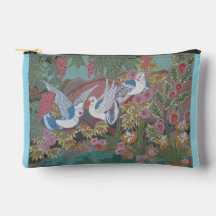 Stylized Doves in Blooming Garden