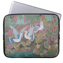 Stylized Doves in Garden Laptop Sleeve