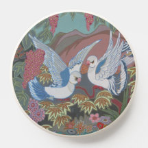 Stylized Doves in Garden