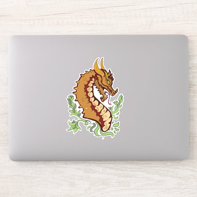 Stylized Dragon Bust Sticker (Computer)