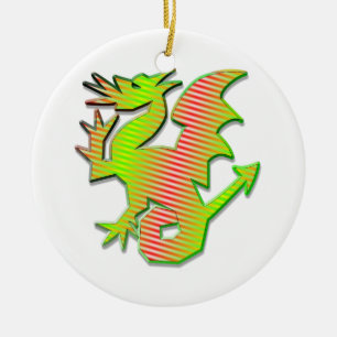 Stylized Dragon Ceramic Ornament