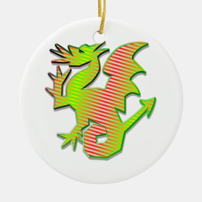 Stylized Dragon Ceramic Ornament (Front)
