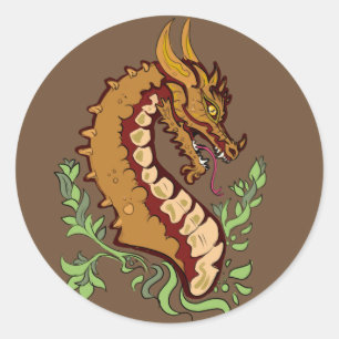 Stylized Dragon Classic Round Sticker