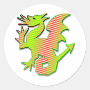 Stylized Dragon Classic Round Sticker