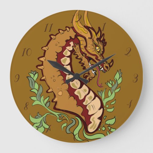 Stylized Dragon Large Clock