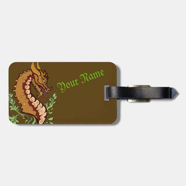 Stylized Dragon Luggage Tag (Back Horizontal)