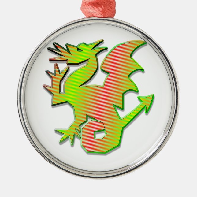 Stylized Dragon Metal Ornament (Front)